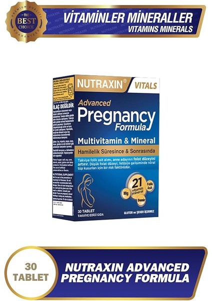 Pregnancy Formula | Hamilelik ve Emzirme Dönemine Özel Multivitamin | 21 Vitamin ve Mineral | 30 Tablet | Vejetaryen modelleri