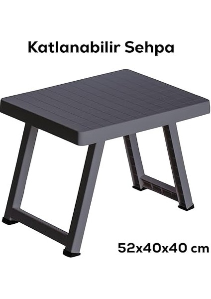 0010 Portatif Katlanabilir Kamp Piknik Balkon Masası - Küçük Plastik Katlanır Sehpa Antrasit fiyatları