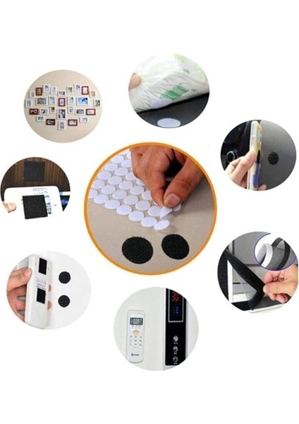 Magnet 100 Adet Arkası Yapışkanlı Siyah Yuvarlak Cırt Cırtlı Bant, Kaliteli Cırt Bant, Çap 1cm fiyatları