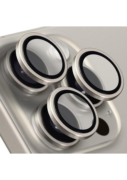 Labs iPhone 15 Pro Max / 15 Pro Uyumlu Titanyum Kamera Lens Koruyucu (Natürel Titanyum)