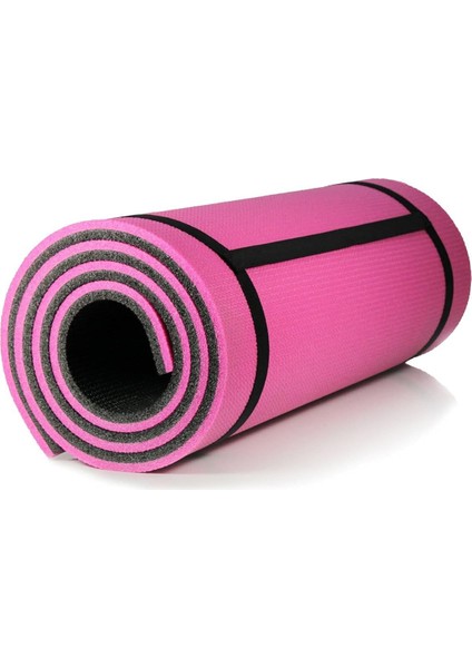 10 mm Pilates Kamp Matı Pembe Siyah 180CM