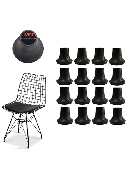 Tel Sandalye Masa Sehpa Ayak Pabucu 16 Adet (ÇAP10MMÇIZME Tipi)