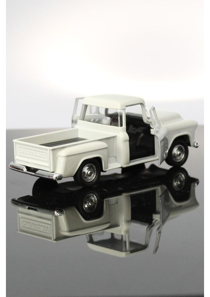 1955 Chevrolet Stepside Beyaz Kamyonet Çek Bırak Metal Model Oyuncak Araba 12 cm fiyatları