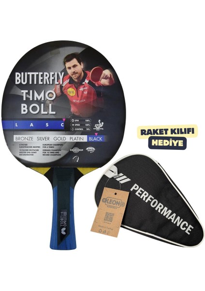 Timo Boll Black Masa Tenisi Raketi Ittf Onaylı - Raket Kılıflı