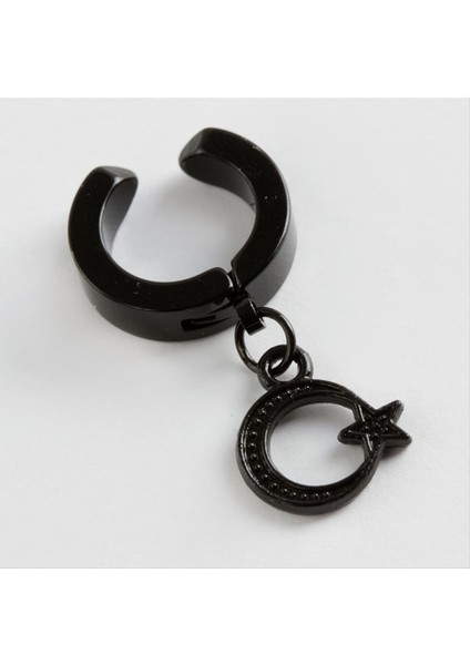 Ay Yıldız Çelik Erkek Küpe (Kıstırmalı) 1 Adet