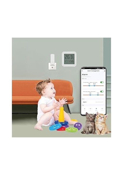 Isı ve Nem Ölçer Termometre Bluetoooth Bağlantılı Dijital Termometre LCD Ekranlı Isı Nem Ölçer, Ios/android ile Uyumlu,çucuk,bebek,ev Vs. Için, Beyaz fiyatları