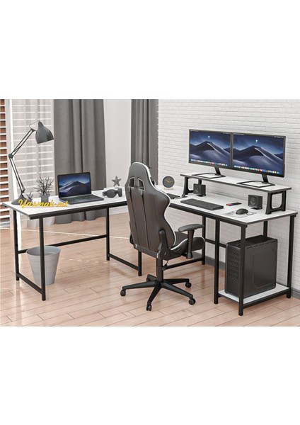 250-B Beyaz L Tipi Çalışma Oyun Masası