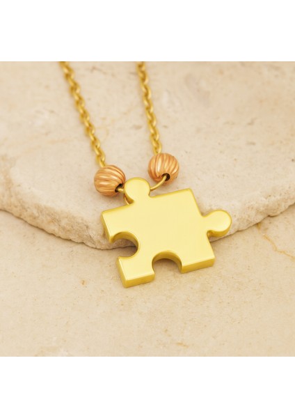 14 Ayar Altın Dorika Detaylı Puzzle Kolye fiyatları