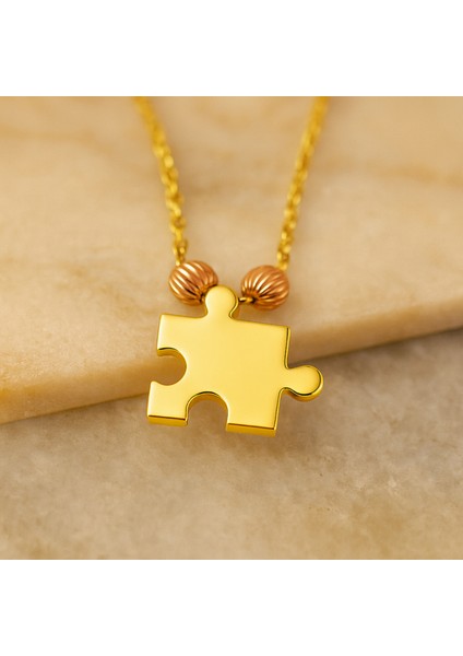 14 Ayar Altın Dorika Detaylı Puzzle Kolye fırsatları