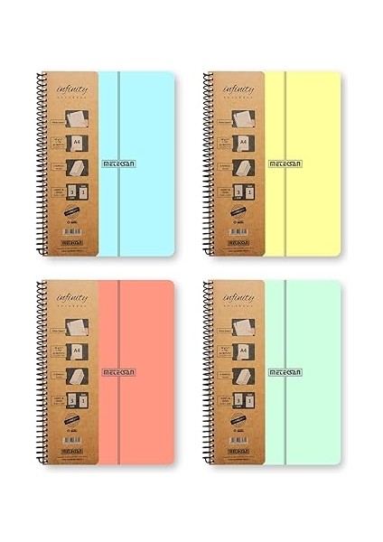 Infinity Pastel Serisi, A4, 7 Konulu (5 Kareli, 2 Çizgili) 210 Yaprak Pp Kapaklı Spiralli Defter, Mavi fırsatları