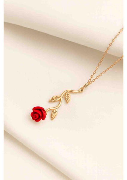 925 Ayar Gümüş Rose Kaplama Ters Güllü Kolye modelleri