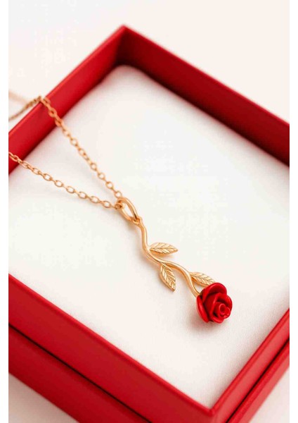 925 Ayar Gümüş Rose Kaplama Ters Güllü Kolye fırsatları