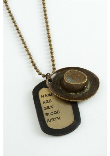 Şapka Künye Metal Erkek Kolye