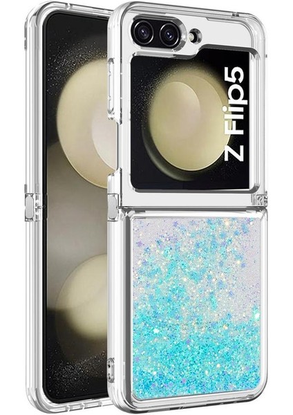 Samsung Galaxy Z Flip 5 Sıvı Temizle Akan Glitter Sevimli İçin Telefon Kılıfı (Yurt Dışından)