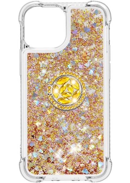 Halka Kickstand Köpüklü Kum Akış Halkası ile IPhone 13 İçin Telefon Kılıfı (Yurt Dışından) modelleri