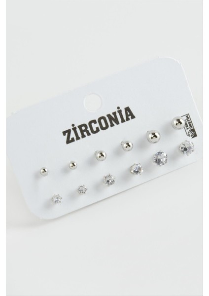 12 Adet Zirkon Tek Taşlı Küpe