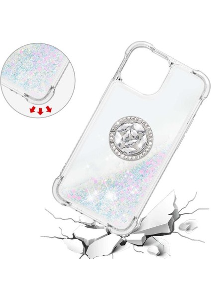 Halka Kickstand Köpüklü Kum Akış Halkası ile IPhone 13 İçin Telefon Kılıfı (Yurt Dışından) modelleri