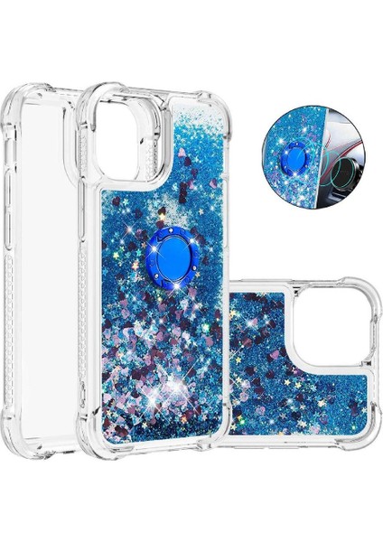 Halka Kickstand Köpüklü Kum Akış Halkası ile IPhone 13 İçin Telefon Kılıfı (Yurt Dışından)