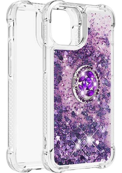 Halka Kickstand Köpüklü Kum Akış Halkası ile IPhone 13 İçin Telefon Kılıfı (Yurt Dışından) indirimleri