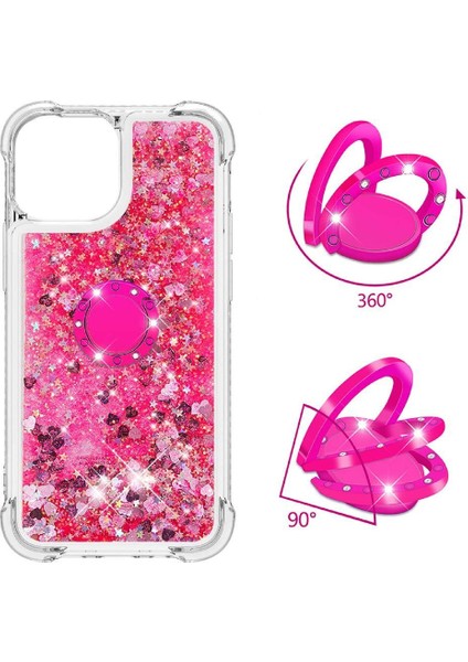 Halka Kickstand Köpüklü Kum Akış Halkası ile IPhone 13 İçin Telefon Kılıfı (Yurt Dışından)