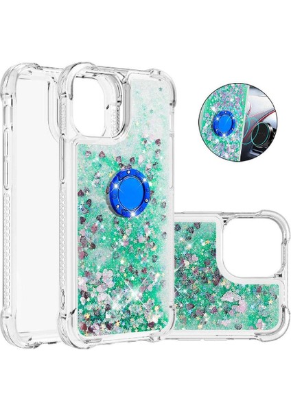 Halka Kickstand Köpüklü Kum Akış Halkası ile IPhone 13 İçin Telefon Kılıfı (Yurt Dışından)