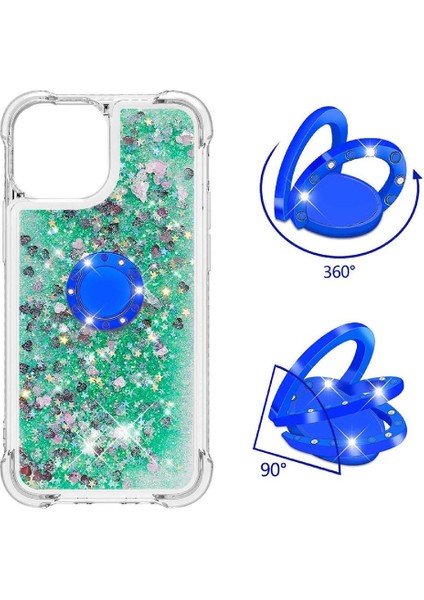 Halka Kickstand Köpüklü Kum Akış Halkası ile IPhone 13 İçin Telefon Kılıfı (Yurt Dışından) modelleri