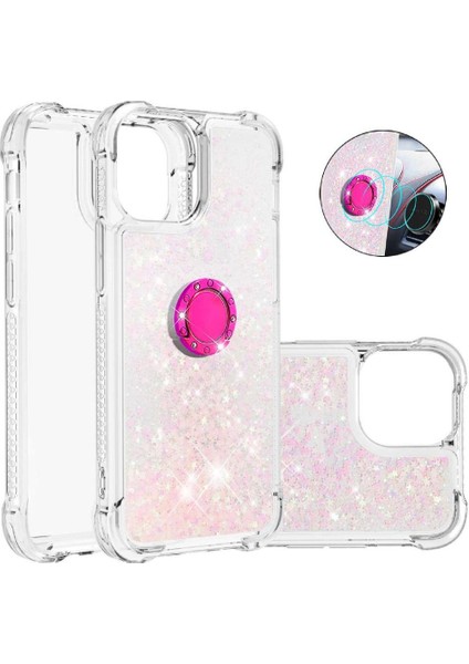 Halka Kickstand Köpüklü Kum Akış Halkası ile IPhone 13 İçin Telefon Kılıfı (Yurt Dışından)