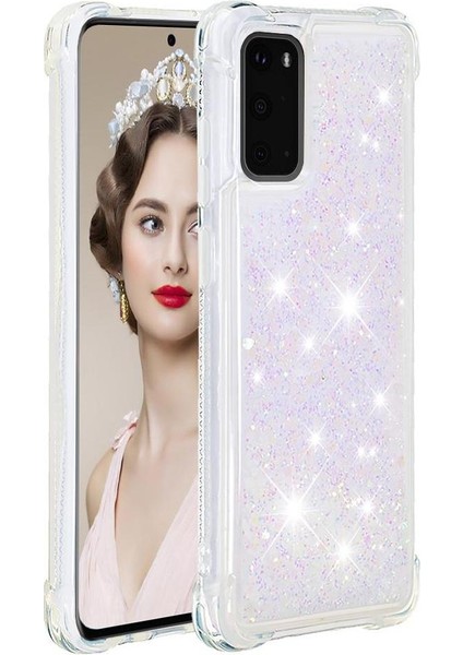 Samsung Galaxy S20 Sıvı Temizle Akan Glitter Sparkle Tpu İçin Telefon Kılıfı (Yurt Dışından)