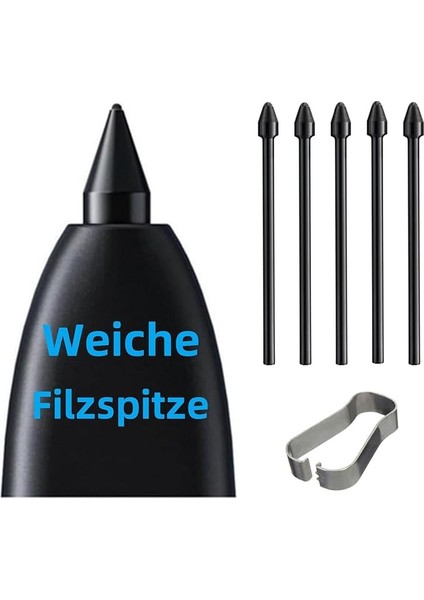 5 Adet. Samsung Galaxy Tab S9 / S9 Plus / S9 Ultra S Pen Için Orijinal Yedek Uçlar, Samsung S Pen Için, Tab S9 Kalem Uçları Montaj/demontaj Aleti ile Birlikte (5 Adet. Siyah)