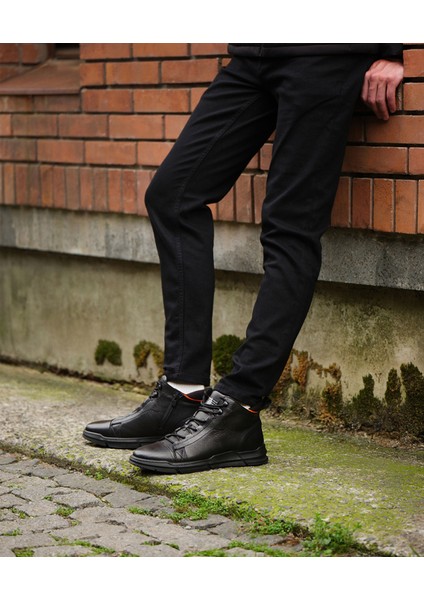 Erkek Siyah Hakiki Deri Sneaker Bot 5K1CB14361
