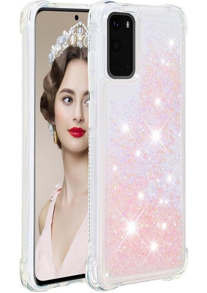 Samsung Galaxy S20 Sıvı Temizle Akan Glitter Sparkle Tpu İçin Telefon Kılıfı (Yurt Dışından)