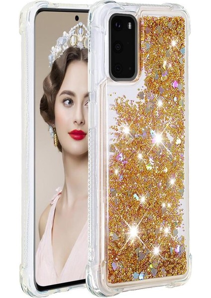 Samsung Galaxy S20 Sıvı Temizle Akan Glitter Sparkle Tpu İçin Telefon Kılıfı (Yurt Dışından)