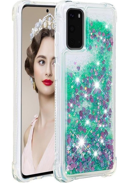 Samsung Galaxy S20 Sıvı Temizle Akan Glitter Sparkle Tpu İçin Telefon Kılıfı (Yurt Dışından)