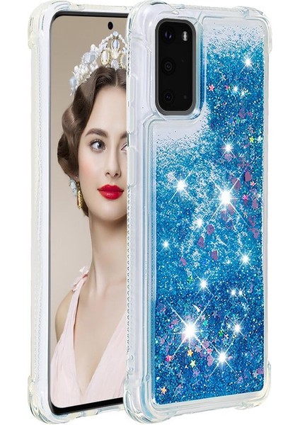 Samsung Galaxy S20 Sıvı Temizle Akan Glitter Sparkle Tpu İçin Telefon Kılıfı (Yurt Dışından)