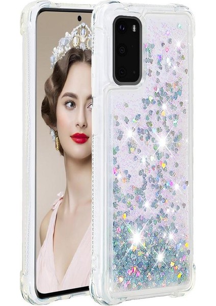 Samsung Galaxy S20 Sıvı Temizle Akan Glitter Sparkle Tpu İçin Telefon Kılıfı (Yurt Dışından)
