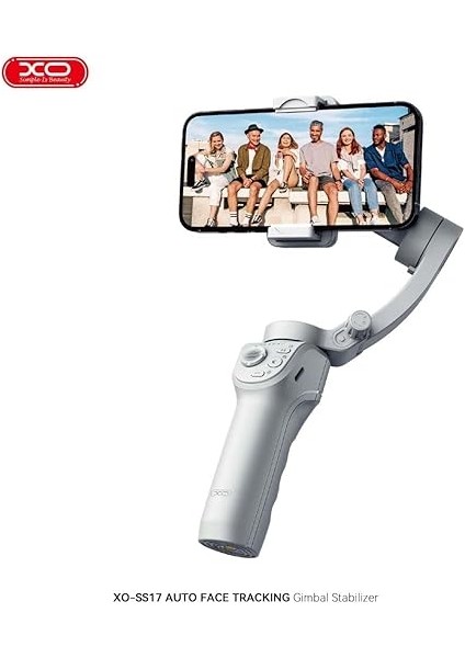 Simple Is Beauty Gimbal Stabilizer SS17, Bluetooth 5.2, Yüz Takibi, 8 Saat Batarya Süresi, 330° Dönüş, Taşınabilir Akıllı Telefon Video Stabilizatörü, Katlanabilir, 3600 Mah Batarya, Gimbal Show Uyumlu | Gri indirimleri