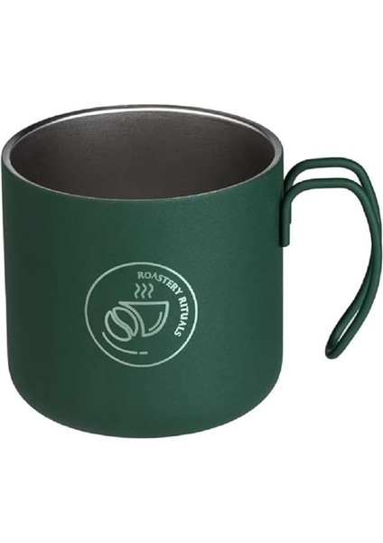 Metal Kupa - Mat Dokulu Yüzey-Kamp Piknik - 350ML (Yeşil)