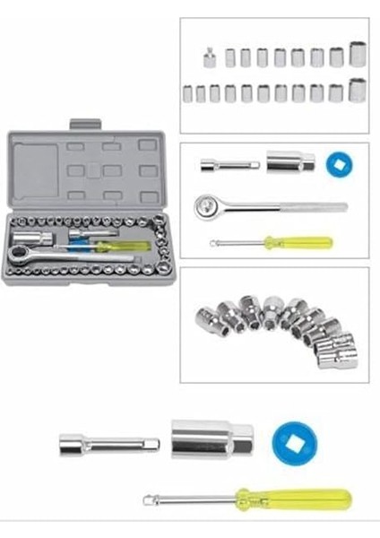 Çantalı 40 Parça Cırcırlı Lokma Takımı Cırcırlı Anahtar Tornavida Seti 1410 fiyatları