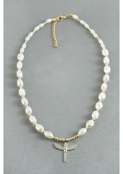 Zirkon Taşlı Inci Kolye