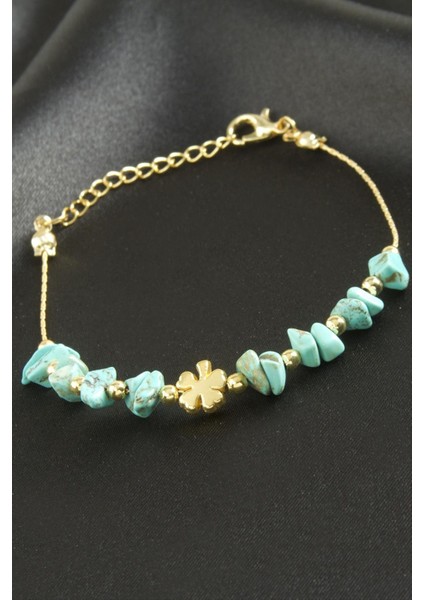 Turkuaz Kırık Doğaltaş Bileklik