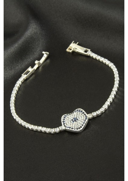 Dalgalı Oval Zirkon Taşlı Çocuk Bileklik 16 cm