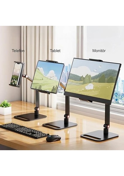 Monitör Tablet iPad Telefon Tutucu 12-16 Inç Universal Metal 360° Derece Döner Stand fiyatları