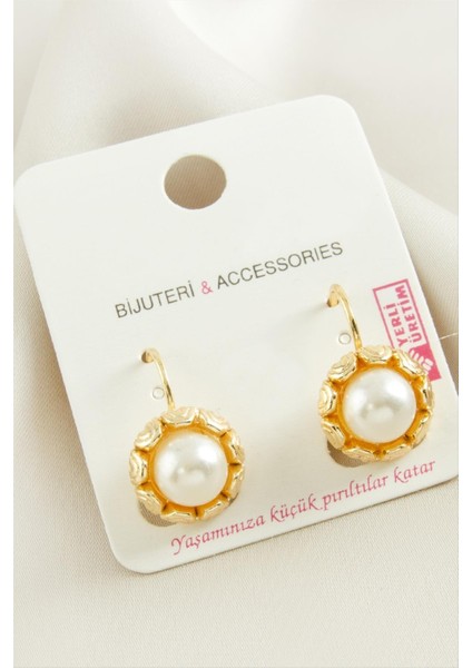 Çiçek Inci Metal Küpe