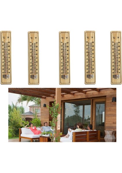 5 Adet Orta Boy Ahşap Termometre Cam Termometre ve Ev Termometresi (Yurt Dışından) fırsatları
