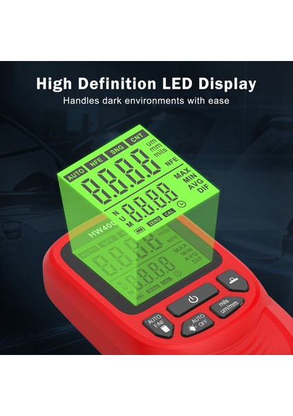 Dijital Araba Boya Kalınlığı Göstergesi HW400S Kaplama Kalınlık Ölçer Otomotiv Kaplama Ölçüm Cihazı Kırmızı (Yurt Dışından) fırsatları