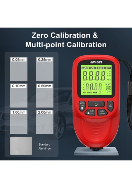 Dijital Araba Boya Kalınlığı Göstergesi HW400S Kaplama Kalınlık Ölçer Otomotiv Kaplama Ölçüm Cihazı Kırmızı (Yurt Dışından) indirimleri
