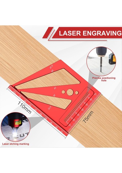 Alüminyum Alaşım 3D Çok Açılı Ölçüm Cetveli Hassasiyet 22 5 °- 90 ° Ahşap Kare Cetvel Çizim Liner Scriber (Yurt Dışından) modelleri