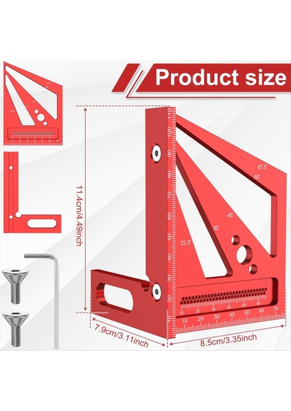 Alüminyum Alaşım 3D Çok Açılı Ölçüm Cetveli Hassasiyet 22 5 °- 90 ° Ahşap Kare Cetvel Çizim Liner Scriber (Yurt Dışından) fırsatları