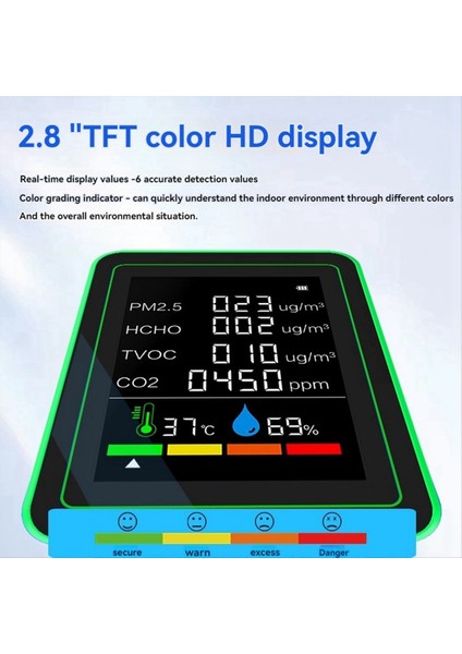 Toplam Akıllı Wifi Hava Kalitesi Sensörü Koruma Çok Fişli Koruyucu Co2/tvoc/hcho/pm2 5/sıcaklık/nem Beyaz (Yurt Dışından) indirimleri