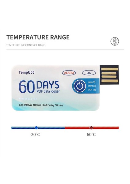 5x TEMPU05 Sıcaklık Veri Günlüğü 60 Gün Tek Kullanımlık Sıcaklık Analizörü Pdf USB (Yurt Dışından) fırsatları